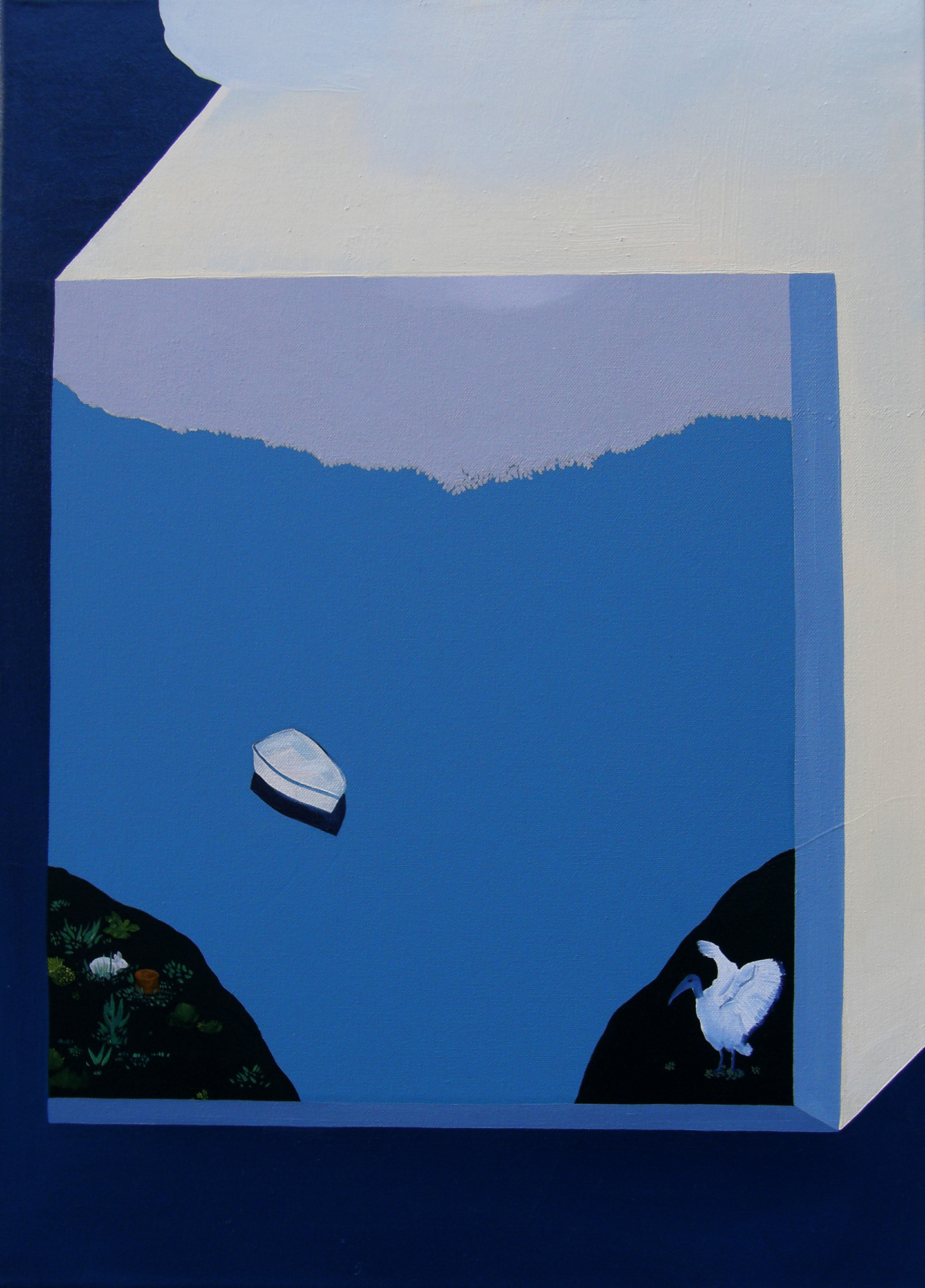 Ibis, 2014, técnica mixta sobre lienzo, 70 x 50 cm.